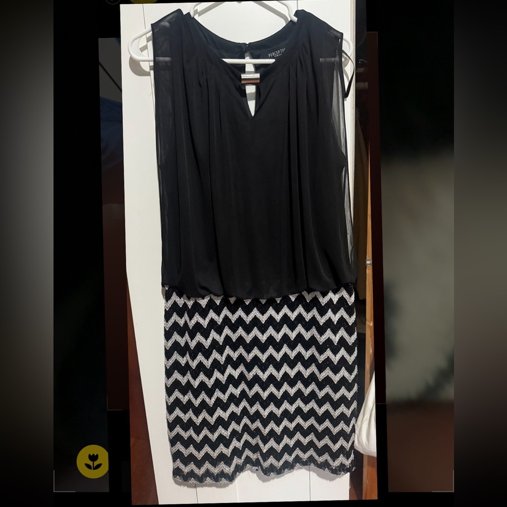 Black and Silver Chevron Dress Size 12